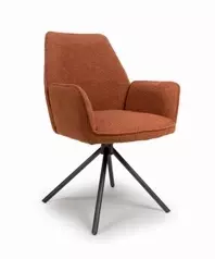 Luna Boucle Dining Chair - Rust Orange